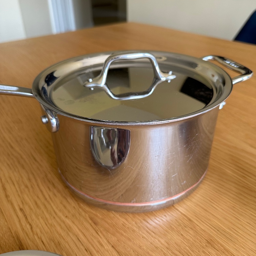 Copper Core 5-ply Bonded Cookware, 4 Quart Sauce Pan with lid